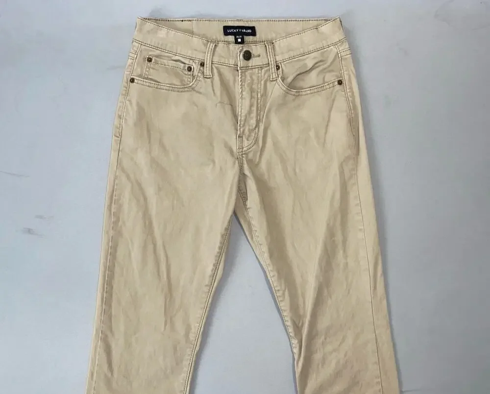 Lucky Brand 121 Slim Straight Soft Sateen Stretch Jeans. Greige, Men's 29X31 GUC